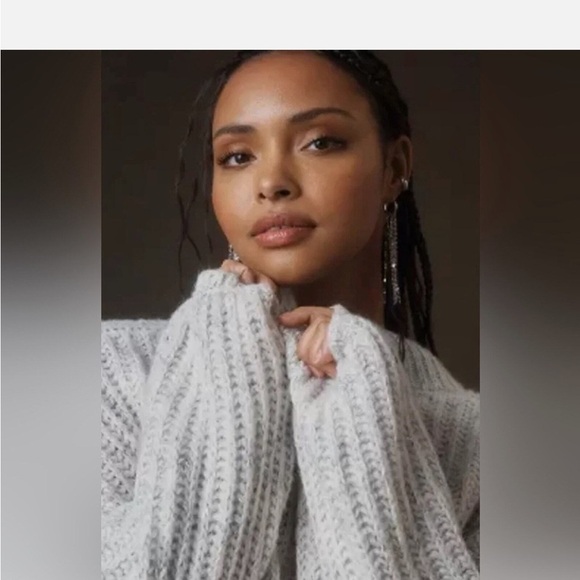 Anthropologie Pilcro Long Line Cable Tunic Sweater Ivory SZ S - Picture 14 of 14